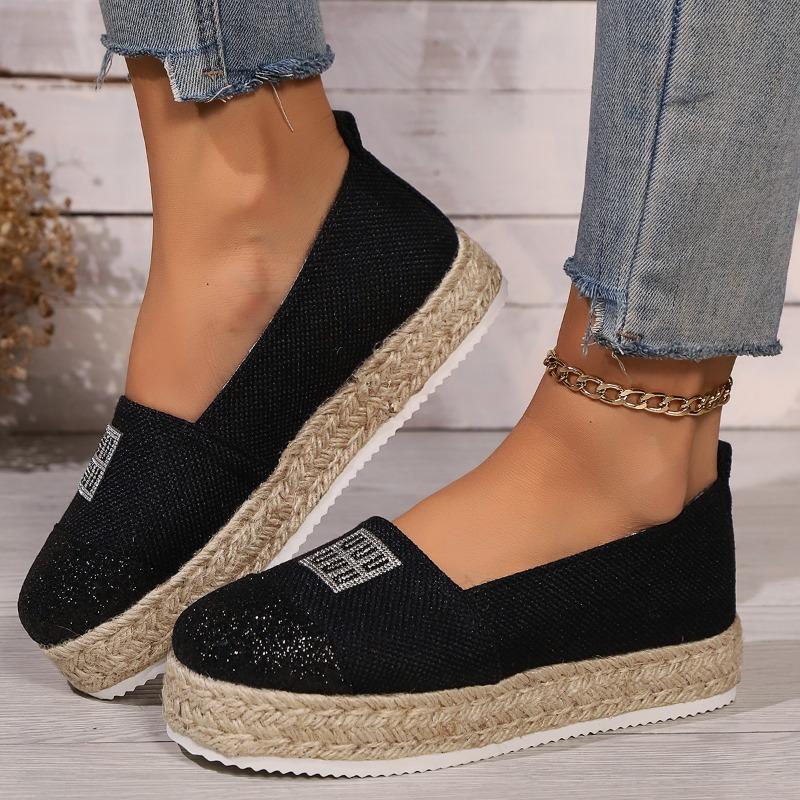 Новые горячие продажи женских туфель Slip on женские вулканизированные туфли с круглым носком и блестками однотонные уличные туфли на платформе повседневные удобные туфли