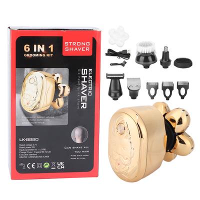 Электробритва 6 лезвий перезаряжаемый многофункциональный ЖК-цифровой дисплей триммер для лысой головы 5 Вт