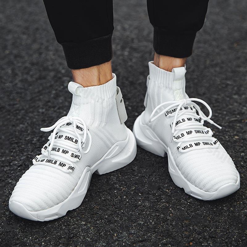 Мужские повседневные кроссовки с высоким верхом, мужские кроссовки, модный тренд, сетчатые туфли, закрывающие стопу, дышащие носки, спортивные беговые кроссовки, увеличивающие рост