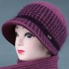 Hat Female Winter Rabbit Hair Warm Eaves Knitted Hat Fleece Thickened Old Lady Wool Hat