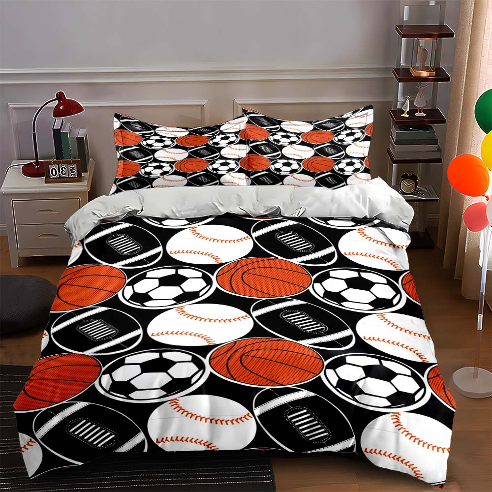 Sports ball pattern. Bedding Duvet cover sets Duvet covers Pillowcases gifts (1 * Duvet Cover 2 * Pillowcases, without duvet insert)