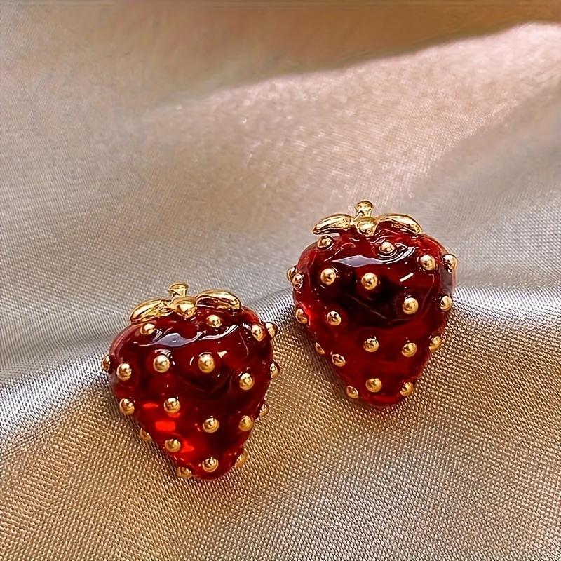 Модные серьги-гвоздики в форме клубники, ювелирные изделия, подарок на вечеринку