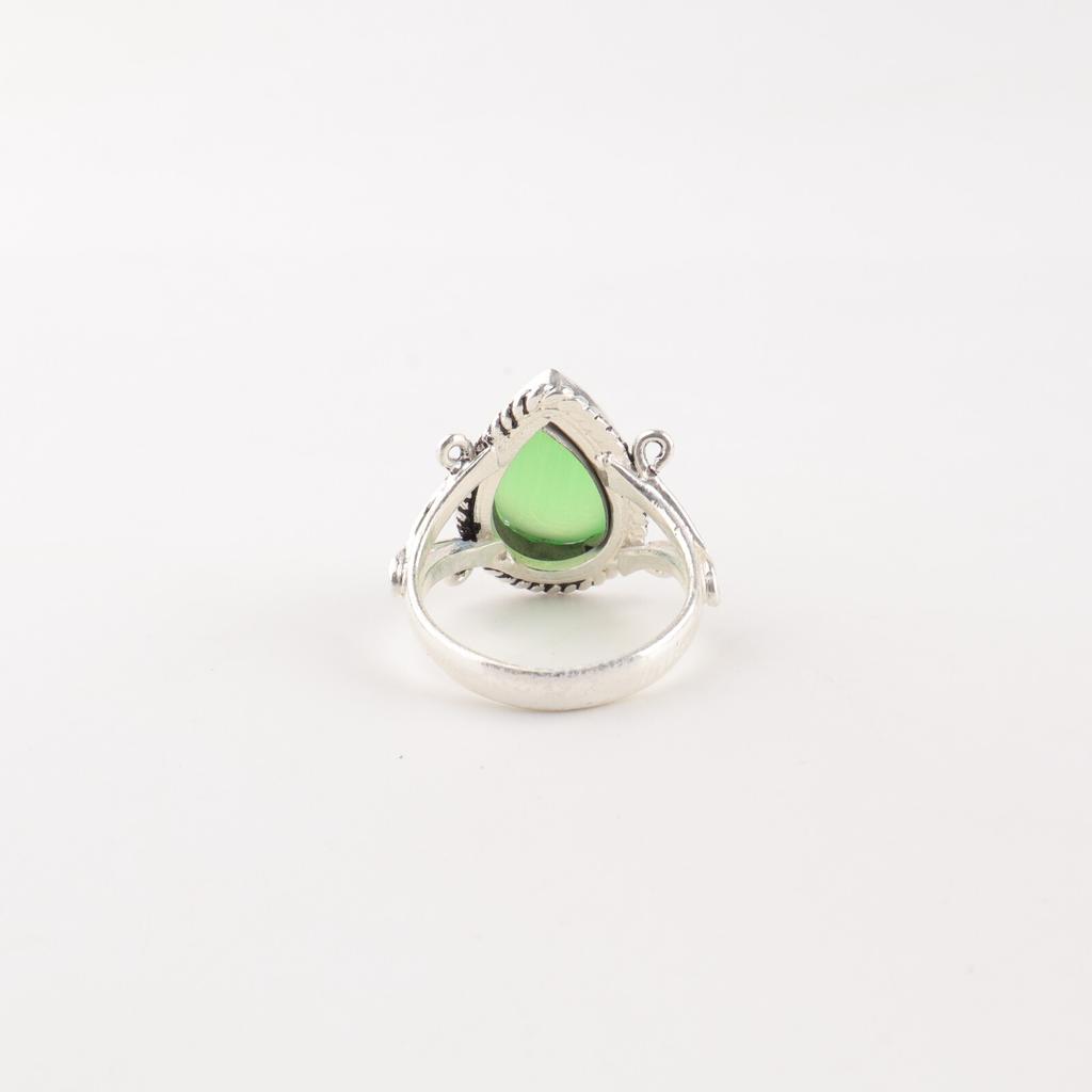 Green Cat's Eye Gemstone 925 Sterling Silver Jewelry Handcrafted Designer Ring RR-57-41
