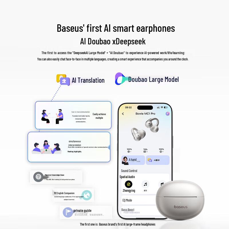 Baseus MC1 Pro AI Translator Open-Ear Sport Earbuds