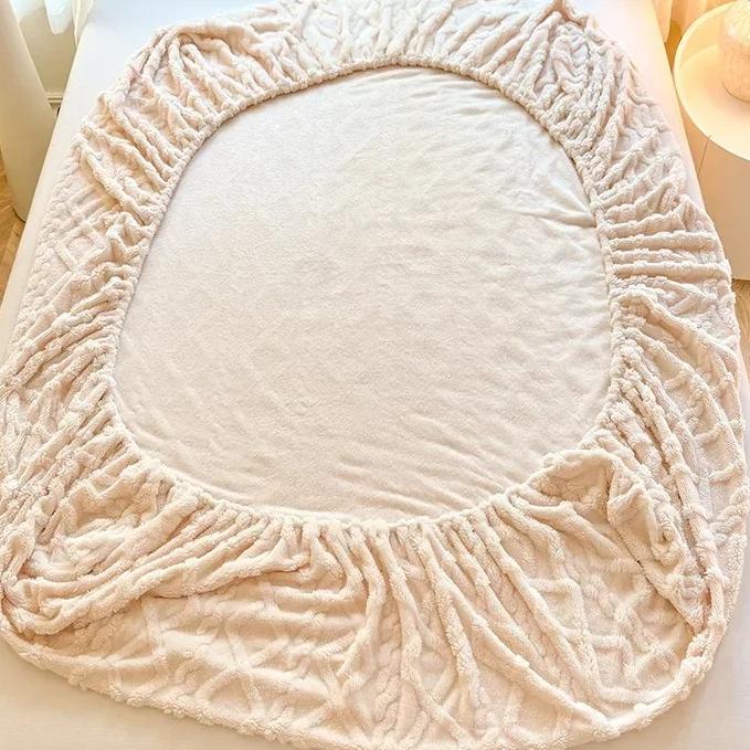 1 шт. Фланелевая флисовая простыня для зимы, теплая, для дивана-кровати, двуспальная, из кораллового флиса, пушистая, на резинке, для двуспальных кроватей, простыни