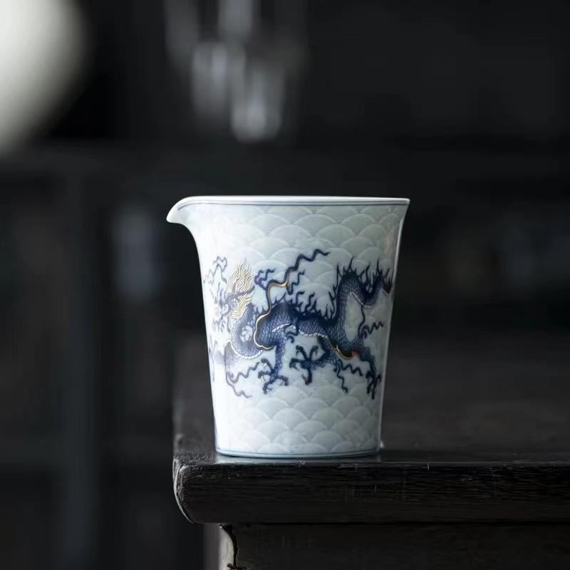 Чайник с синим и белым драконом, инкрустированный металлом, одинарный, керамический, фарфоровый, китайский, с драконом кунг-фу, для приготовления чая пуэр