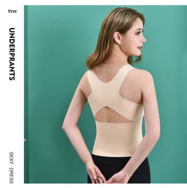 Postpartum Slimming Waist Trainer Bra Vest with Chest Pads and Anti-Hunchback Support