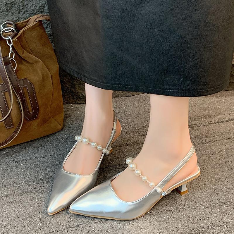 Мода 2025 Дизайнерский бренд класса люкс Женская обувь Сексуальные туфли-слингбэки с острым носком Женские туфли на высоком каблуке Элегантные формальные туфли на высоком каблуке Туфли с острым носком на пряжке