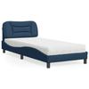 VidaXL Bed with Mattress Blue 90x200 Cm Fabric, Bedroom Furniture, Single Bed, Curved Bed Frame, Slatted Base, Bed In 3208512