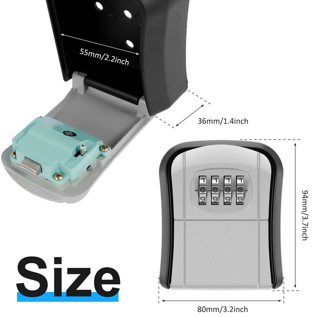 Металлический сейф для ключей, настенный сейф для ключей, 4-значный пароль, алюминиевый сплав, замок безопасности, без ключа, наружный сейф для хранения
