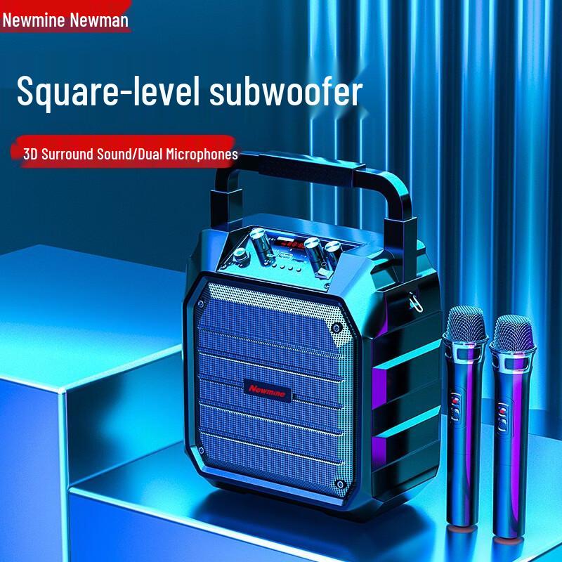 Портативная беспроводная Bluetooth-колонка Newman K98 с двумя микрофонами, штекер CN (адаптер в комплекте)