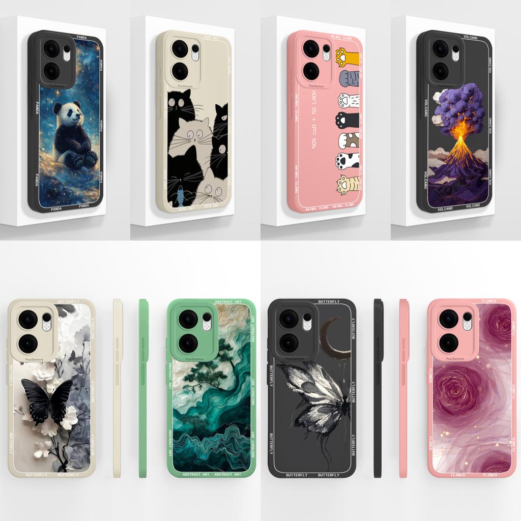 Case For Oppo Reno 13F 4G 5G Luxury Floral Print Soft Liquid Silicone High Quality Phone Shell For Reno13F Full Coverage Bumper