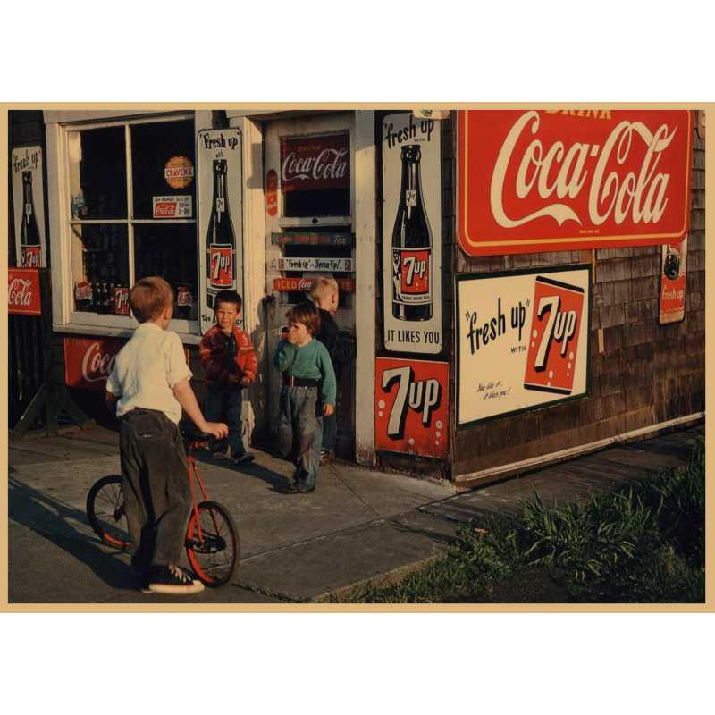 Vintage Coca-Cola Bar Cafe Decorative Poster – Nostalgic Retro Kraft Paper