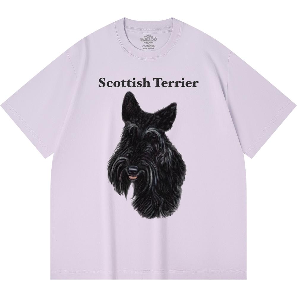 Футболка из 100% хлопка плотностью 230 г/м2 с принтом шотландского терьера, забавная футболка из чесаного хлопка в стиле Харадзюку