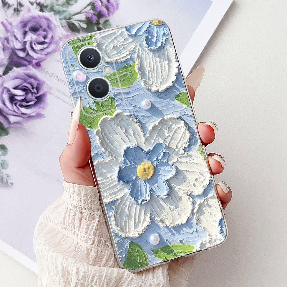 Clear For Oppo Reno 7Z 5G CPH2343 Case For Oppo Reno 8Z 5G CPH2457 Cover Luxury Butterfly Love Fashion Flowers Cool Lion Painted