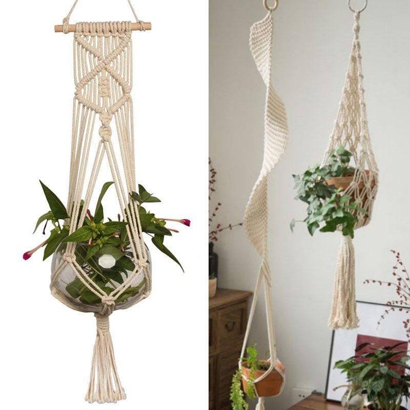 1 шт., плетеный вручную держатель для растений, вешалка для цветочного горшка, подвесная веревка для стены, украшения сада, LXY