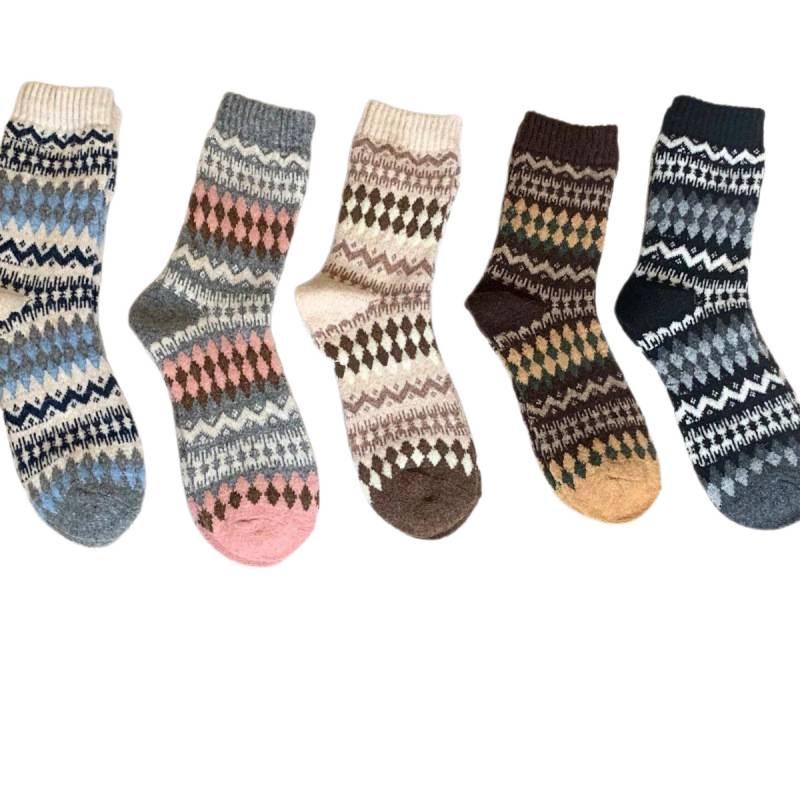 Скандинавские шерстяные носки Fair Isle - Теплые, Ретро-этнические, Очень толстые, Длинные, Зимний стиль