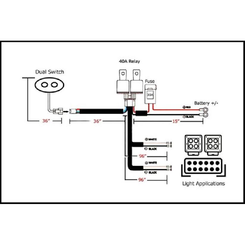 2-Output Relay Kit, Dual Switches For Fog/Driving Lamps, Light Bar, Pod Lights