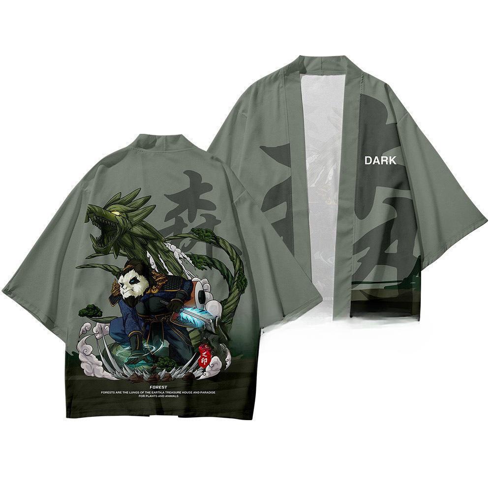 Даосский халат в китайском стиле с тотемом дракона, плащ, японский кардиган с 3D принтом, кимоно, ночная рубашка