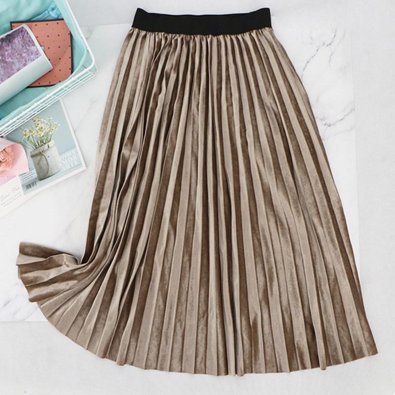 Элегантная узкая бархатная женская плиссированная юбка с высокой талией на весну и осень