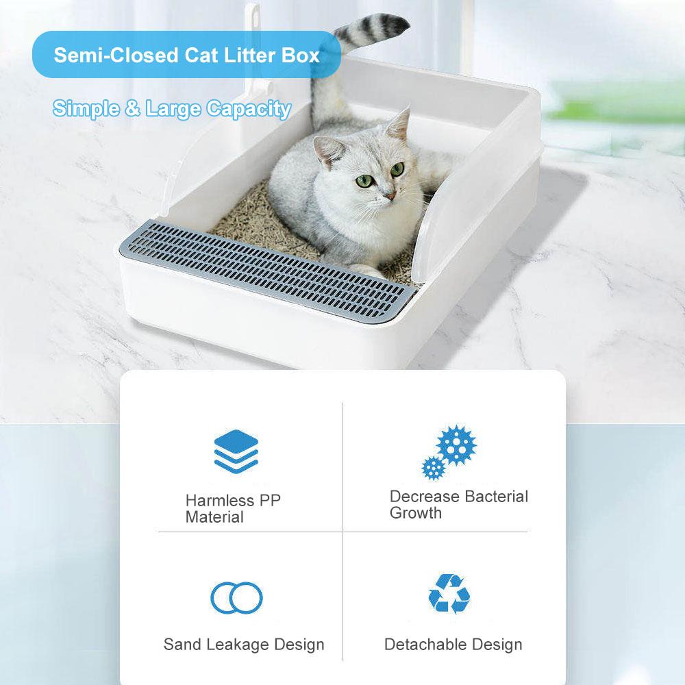 Полузакрытый лоток для кошачьего туалета, съемный нелипкий лоток для кошачьего туалета с защитой от брызг, кошачий туалет с