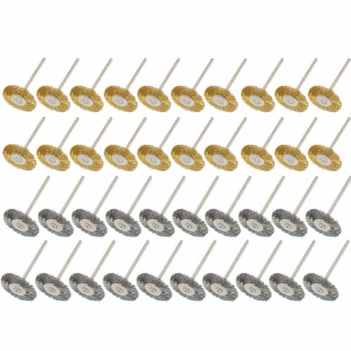 JINTONG Router Brushes, 2 Types of Brass Wire Brushes & Steel Brushes, Robinson Brush Wheel Type, 2.35mm, 40 Pieces, Wire Wheel Brushes, Polishing Bru