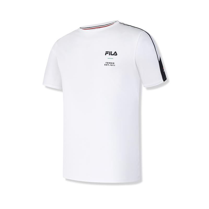 Fila Athletics Tennis Fashion Simple Casual Classic Versatile Sports Comfortable Knitted Short Sleeve T-Shirt Men Tops Jade-White A11M523118FWT