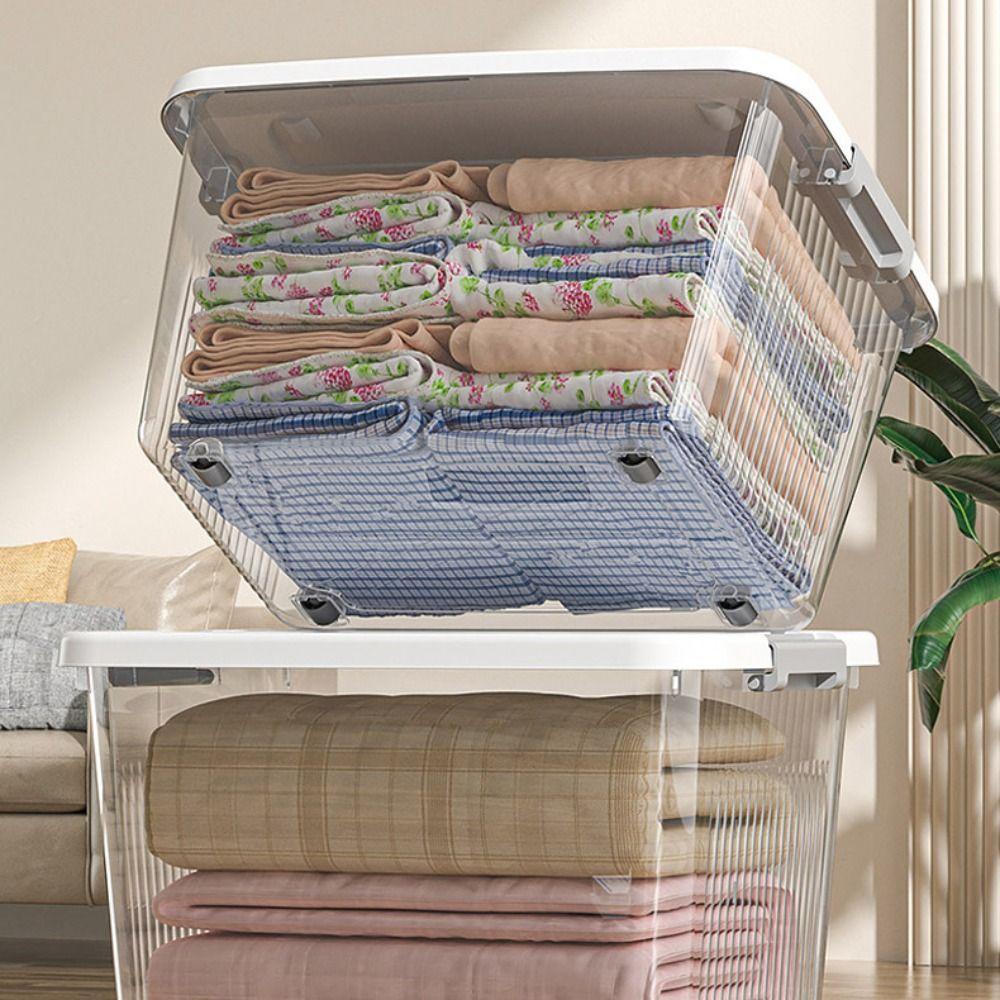 With Lid Storage Box Transparent Black Organizing Box Practical Plastic Box Home & Garden