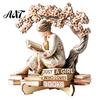 Exquisite Desktop Figurine Decor Wooden Reading Girl Figurine, Stable Pastoral Style Statue Decorative for Desk Decor, Artistic Healing Ornament,