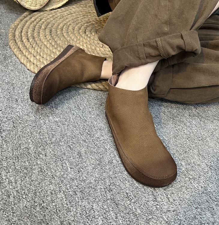 Женские короткие сапоги из натуральной европейской кожи, облегающего кроя, с принтом «трансграничный пятнистый».