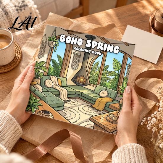 Detailed Illustration Coloring Pads Boho Spring Book Relaxation Stress Relief Line Art Patterns Creative Hobbies for Portable Supplies Home