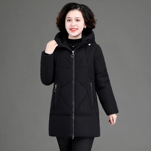 Thick Hooded Cotton Coat for Middle-Aged and Elderly Mothers Loose and Warm Cotton Jacket for Women