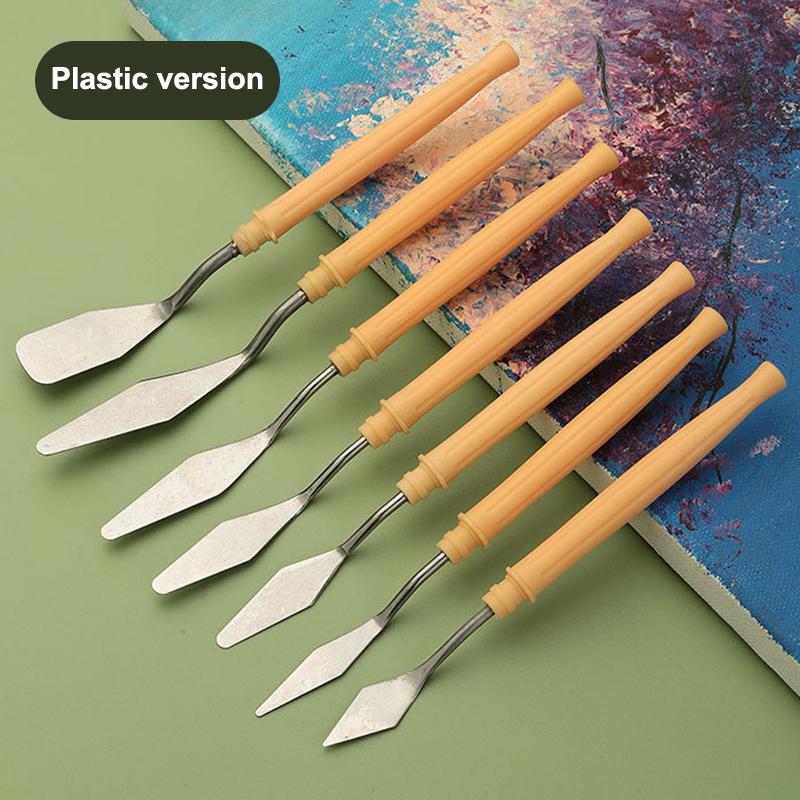 7 шт./набор Ножи для масляной живописи из нержавеющей стали Художественные шпатели Палитровый нож Нож для смешивания масляной краски Скребок Художественные инструменты