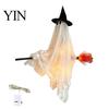 Decorative Halloween Witch Ghost Hanging with Broom Decoration, Flying Ornament for Funny Door Hanger Haunted House Porch Tree Spooky Outdoor