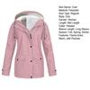 Warm Fleece Lined Winter Coat for Women Hooded Mid Length Parka Jacket Plus Size Down Outerwear with Pockets Solid Color Press Button Zipper Closure