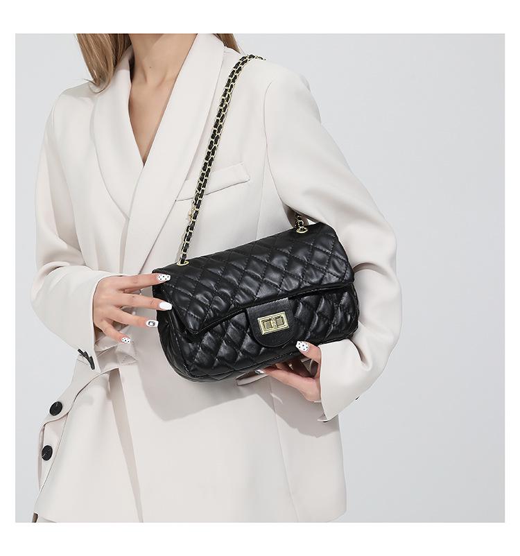 Модная женская сумка кроссбоди и на плечо с вышивкой аргайл, текстурированная - Большая вместимость, Дизайн с цепочкой ручной работы