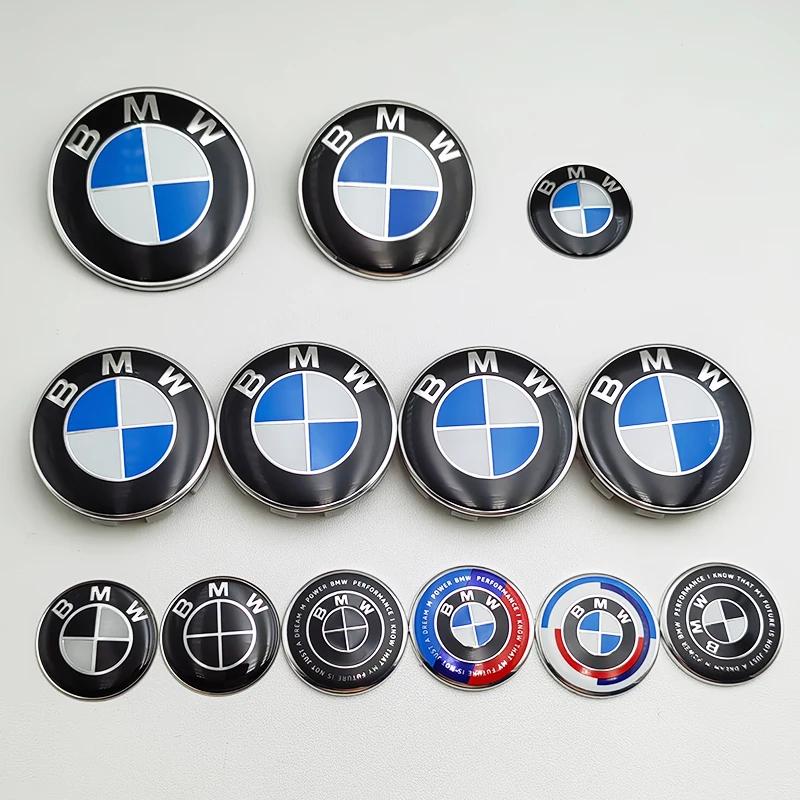 Набор из 7 эмблем BMW 82мм 74мм 45мм 56мм 68мм Логотип на капот автомобиля Значок на заднюю крышку багажника Колпачки на ступицы колес Наклейка на руль