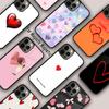 Милый Красный Магнитный Чехол для Телефона с Сердечками и Надписью Love для APPLE iPhone 17 Air 16 14 13 12 Pro Max 15 Plus Беспроводная Зарядка MagSafe Чехол