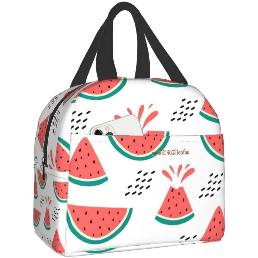 Cute Watermelon Lunch Bag Travel Work Picnic Bento Box Cooler Reusable Canvas Tote Boxes for Women Kids Insulated Lunch Bags