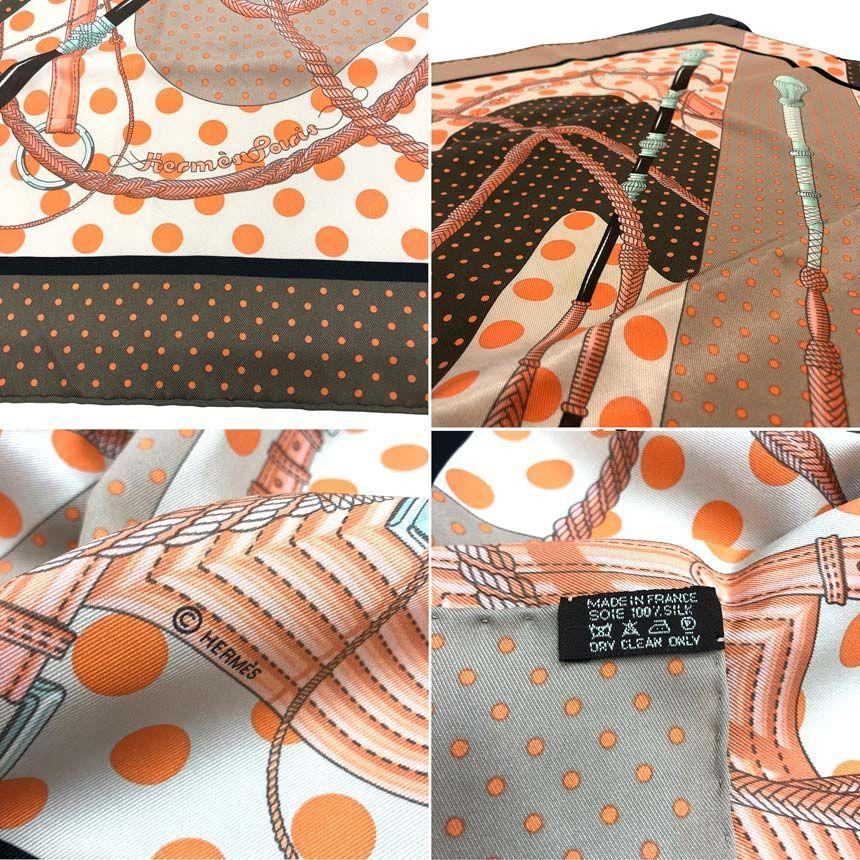 Б/у Шарф HERMES Hermes Carre 70 Clic-Clac a Pois Клик Клак Точки Винтажный Шелковый aq13086