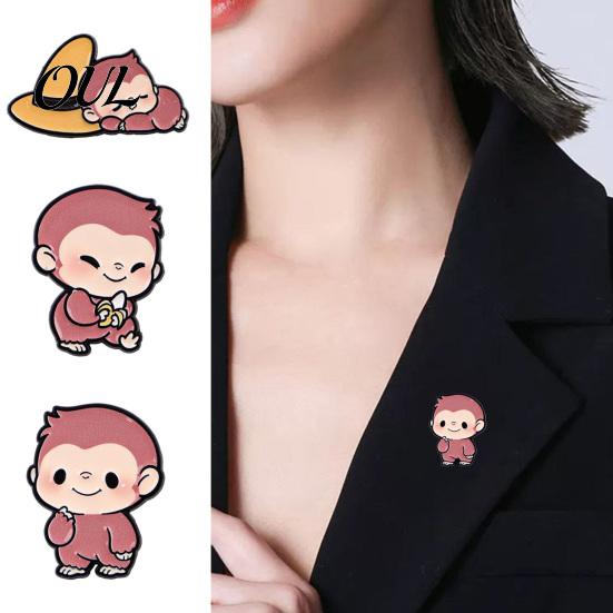 Wear-resistant Brooch Pin, Enamel Monkey Design Lapel Bright Color Outfit Badge with Standard Safety Lightweight Accessory for Clothes Bags