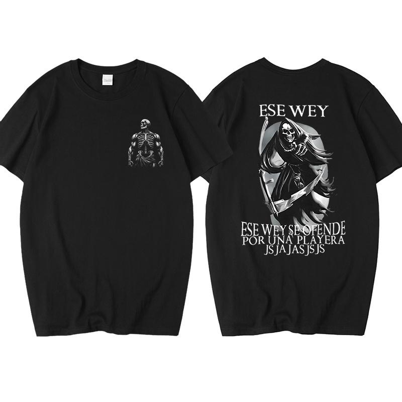 Funny Skeleton Calacas Chidas Gym Print Tshirts For Men Summer Short Sleeve Loose Cotton Tshirt Male Gym Oversized Tshirt Top
