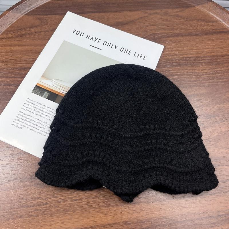 Women S Knit Beanie Hat Face Slimming Sun Protection Simple Style Cold Hat