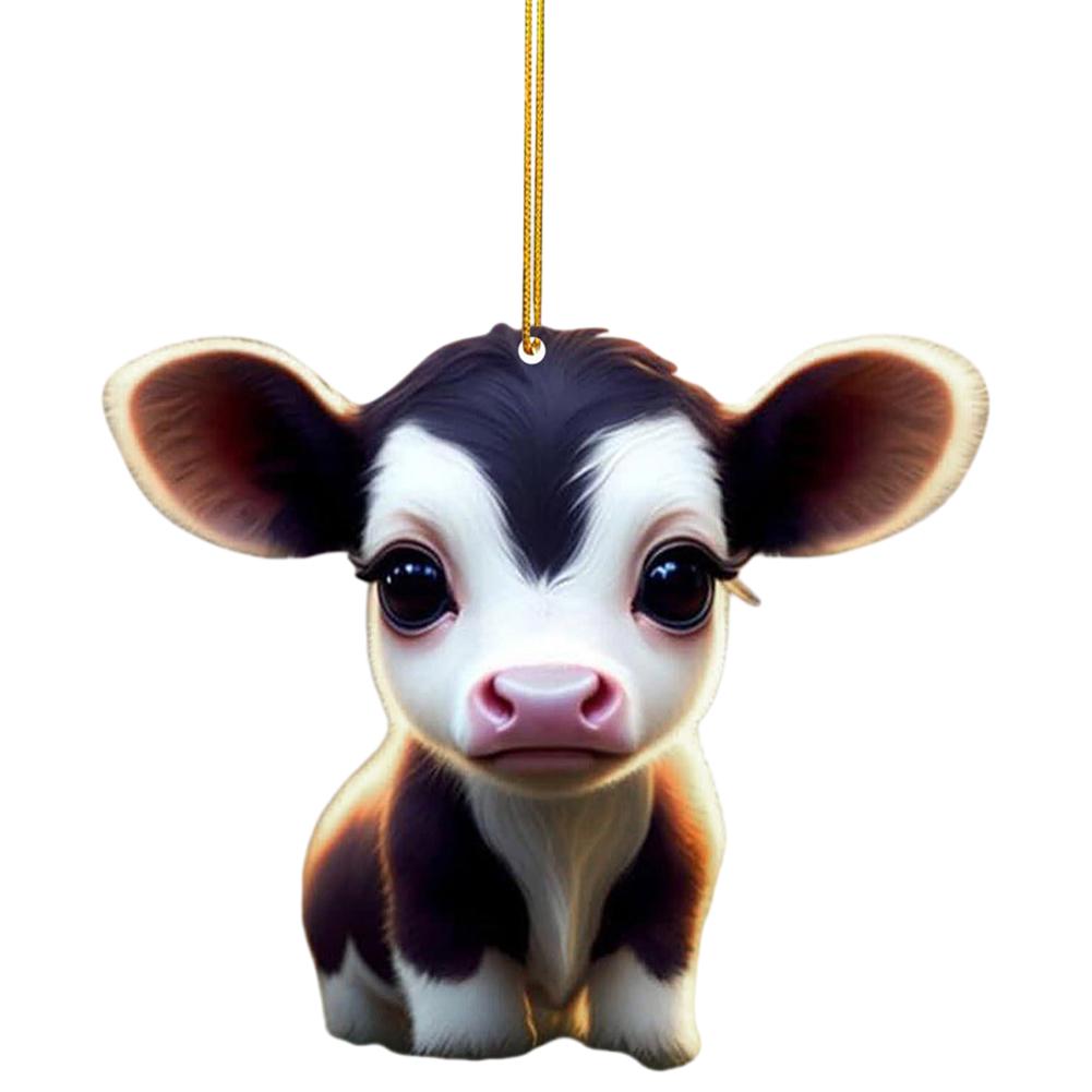 Cartoon Cow Christmas Tree Ornament Creative Cute Car Pendant Atmosphere Decoration Hanging Pendant Home Tree Decor Accessories