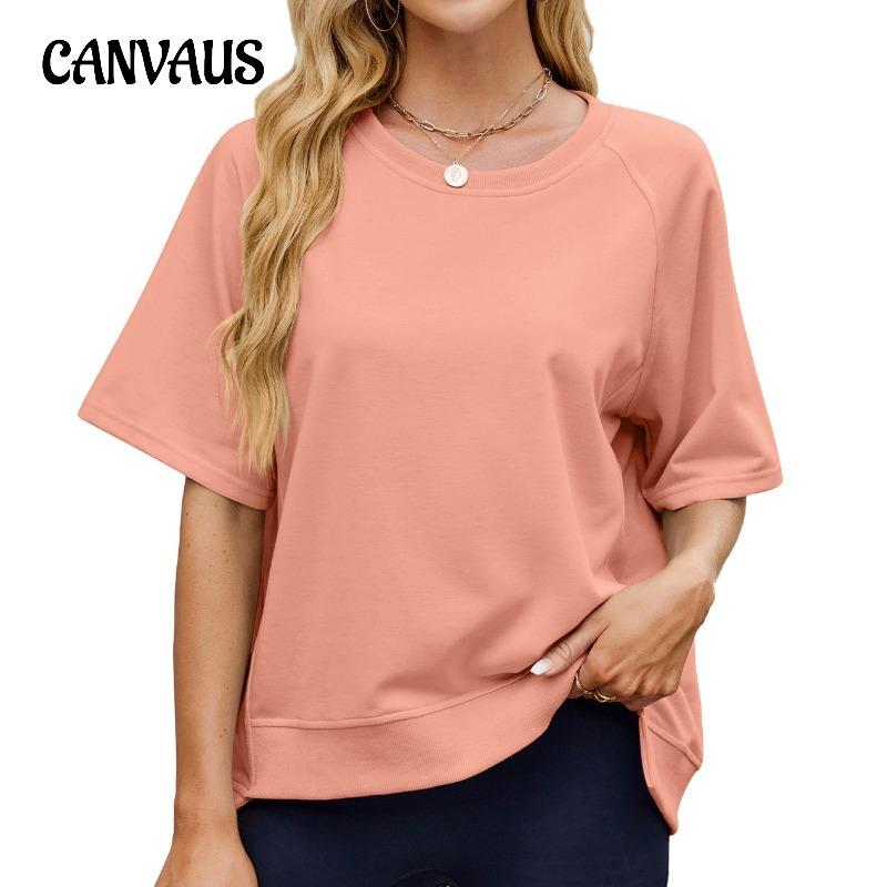 Женская весенне-летняя однотонная нить с круглым вырезом и рукавом средней длины, свободная футболка с капюшоном