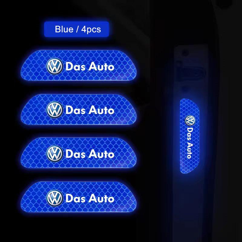 For VW 4PCS Car Door Safety Warning Reflective Mark Sticker For VW Volkswagen Golf Polo Passat Touran Interior Mouldings KLSJ-D452 ET1