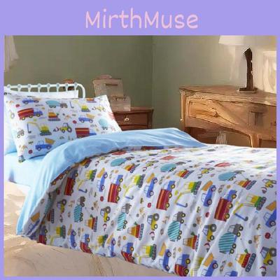 Постельный комплект с 3D-принтом с мультяшным рисунком автомобилей, грузовиков, экскаваторов, из мягкой ткани для комфортного сна подростков