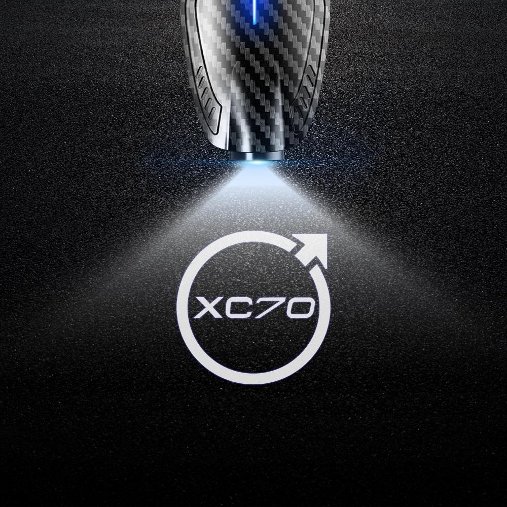 2pcs USB Rechargeable For Volvo XC60 XC90 XC40 XC70 Logo R Design Car Door HD LED Lamps Projector Courtesy Welcome Lights