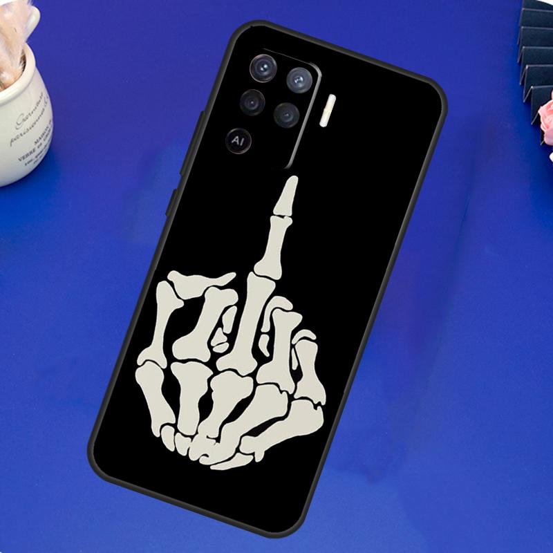 Чехол-скелет со средним пальцем для OPPO A17 A57 A77 A78 A15 A16 A52 A72 A76 A96 A74 A94 A5 A9 A31 A93 A54S A53S A57S