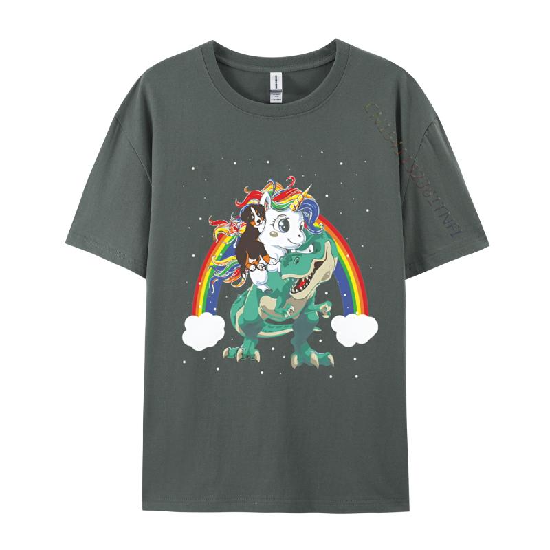 Fashion Casual Tshirt Bernese Mountain Unicorn Riding Dinosaur Tshirts Loose Fitting Brothers Mens Tshirt